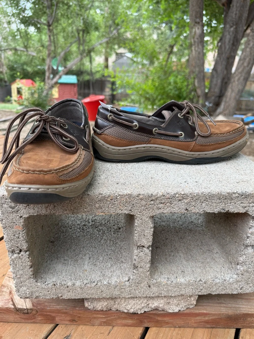 Sperry Men's Tarpon 2-Eye Boat Shoe in Brown/Buc Brown colorway